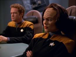 Carey and B'Elanna in the conference room
