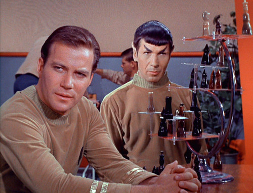 Kirk and Spock playing 3D chess