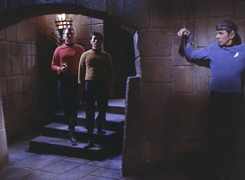 Spock shackled in the dungeon