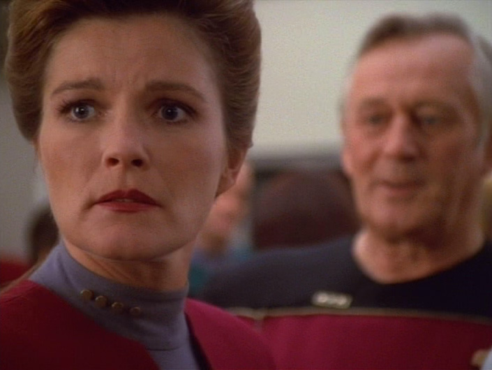 Janeway and her father in "Coda"