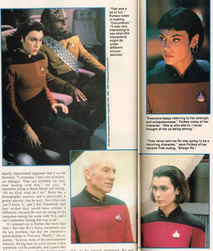 Pages from Michelle Forbes' Starlog profile