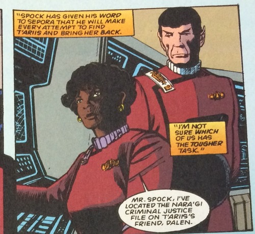 Uhura locates a signal for Spock