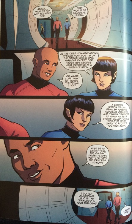 Uhuro and Spock flirt