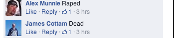 Comments describing Yar as "Raped" and "Dead"