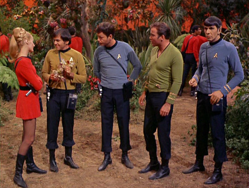 The Away Team - Chekov gives Landon a flower he has picked