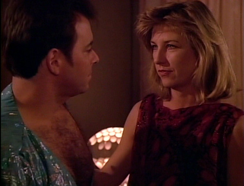 Riker stares passionately at Mistress Beata