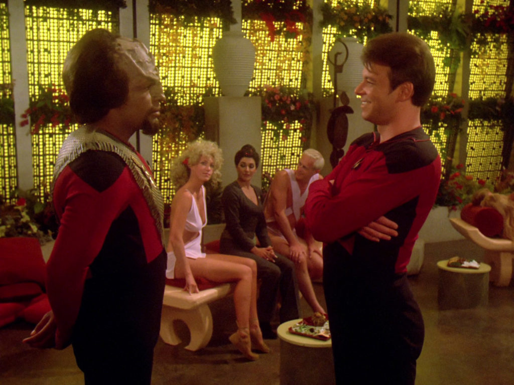 Worf and Riker talk about boning