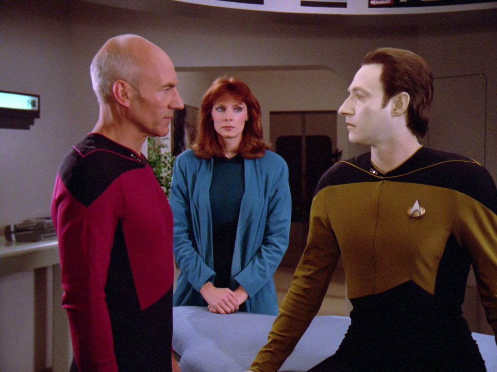 Picard, Crusher and Data in Sickbay