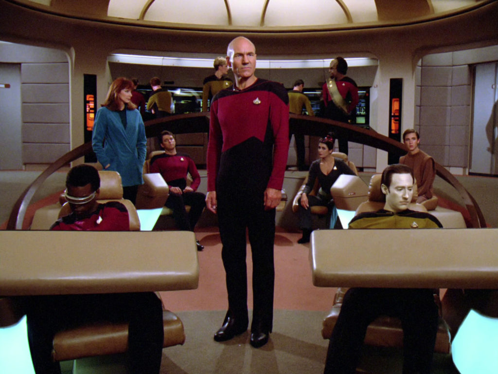 Picard and co on the bridge