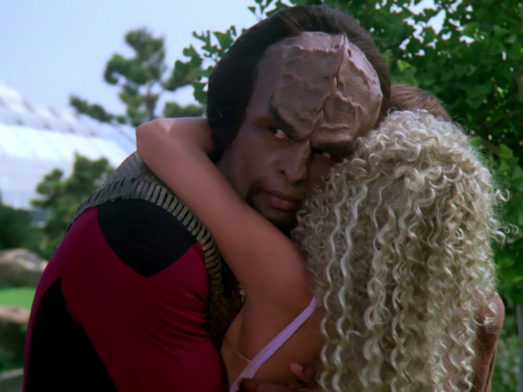 Rivan hugs Worf