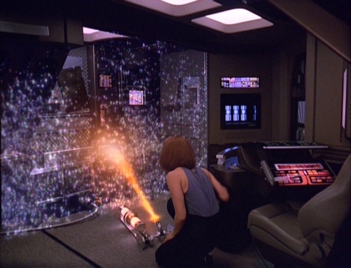 B'Elanna sets up a forcefield that saves the ship